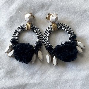 Jcrew black and white Pom Pom earrings